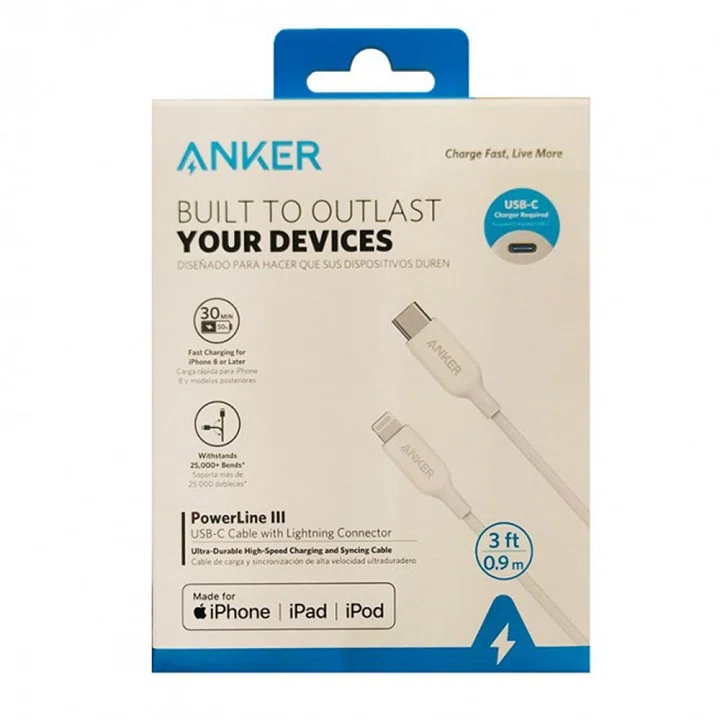 کابل تبدیل USB-C به لایتنینگ انکر مدل A8832
