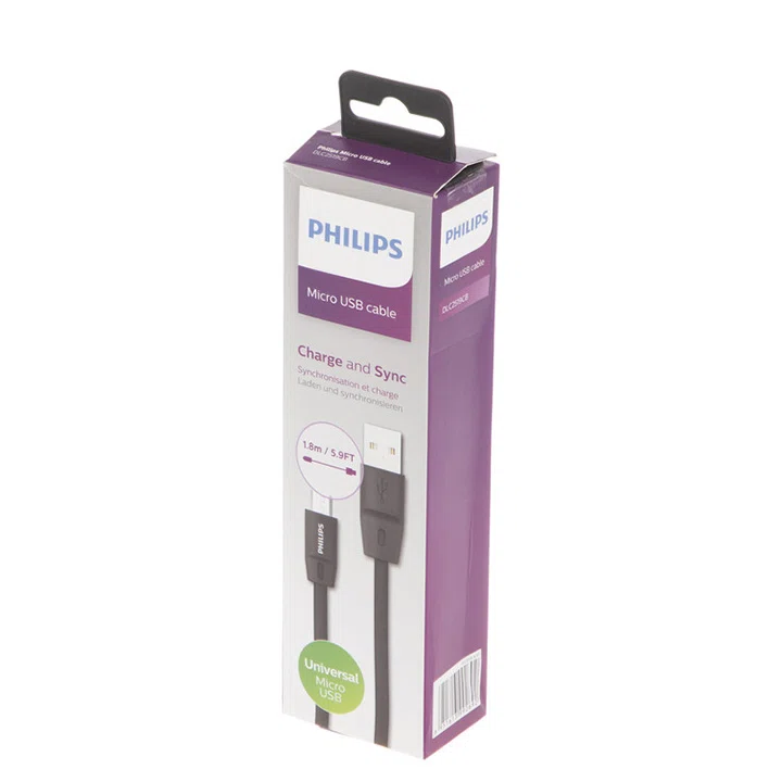 کابل تبدیل USB به microUSB فیلیپس مدل DLC2519CB طول 180 سانتیمتر