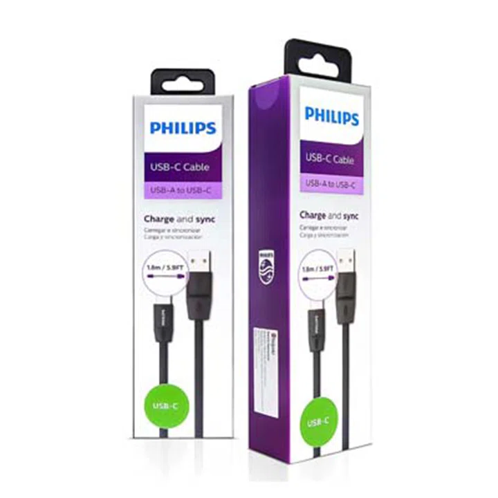 کابل تبدیل USB به Type-c فیلیپس مدل DLC2529 CB طول 1.8 متر