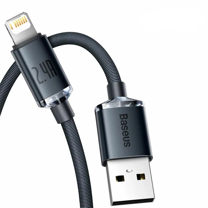 کابل تبدیل usb به lightning بیسوس مدل crystal shine series cajy0001 طول 200 سانتیمتر