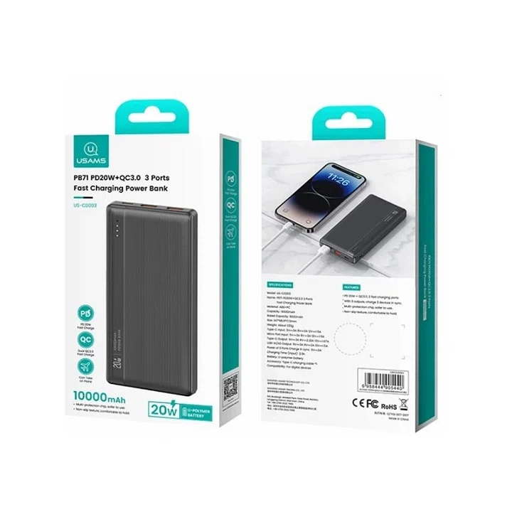 پاوربانک یوسمز مدل CD203 ظرفیت 10000 میلی آمپر ساعت