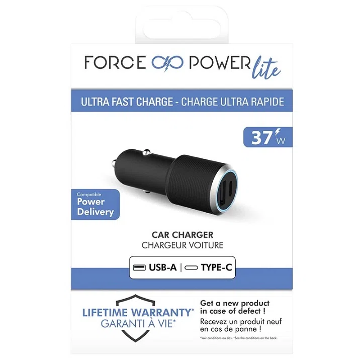شارژر 37 وات فندکی فورس مدل FPLICAC2AC37WPDB Power Delivery
