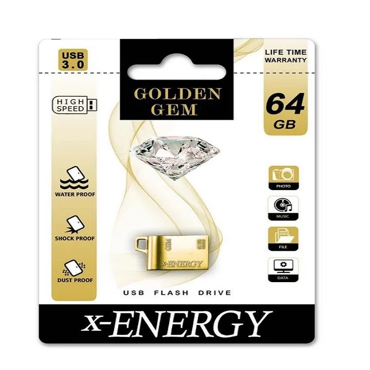 فلش مموری  64 گیگابایت ایکس-انرژی مدل GOLDEN GEM 3.0