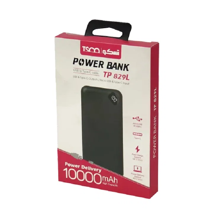 پاور بانک  ظرفیت 10000 میلی آمپر ساعت تسکو مدل TP 829L