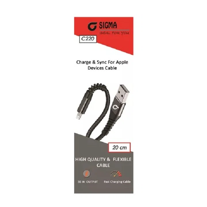 کابل شارژ پاور بانک آیفون 20 سانتی متر سیگما مدل C220