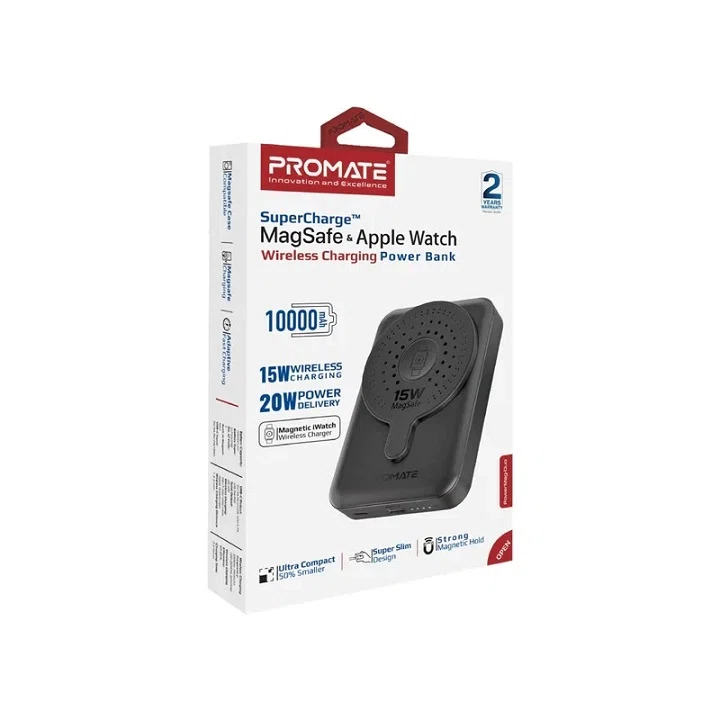 پاوربانک و شارژر بی سیم  پرومیت مدل POWERMAG-DUO باتری 10000 میلی آمپر