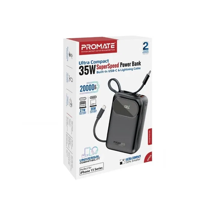 پاوربانک پرومیت مدل POWERPOD-20 ظرفیت 20000 میلی آمپر ساعت