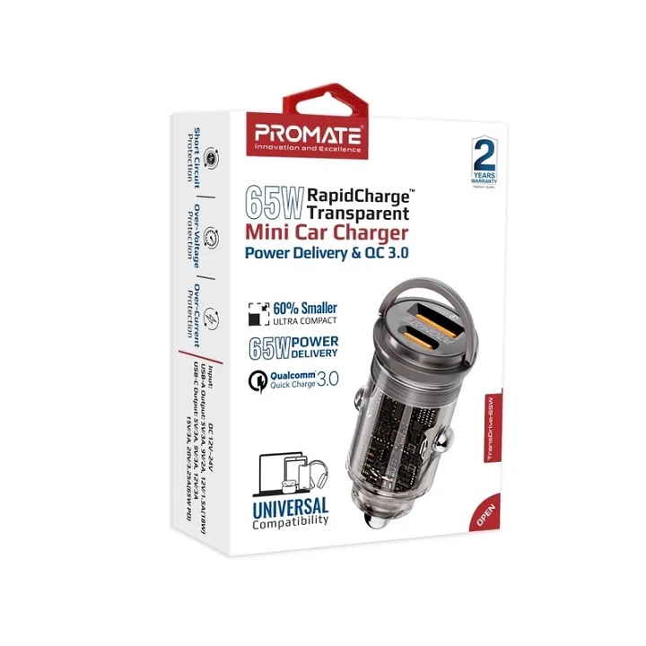 شارژر فندکی 65 وات پرومیت مدل TRANSDRIVE-65W