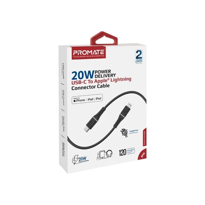 کابل USB-C به لایتنینگ شارژ سریع پرومیت مدل POWERLINE-CI120