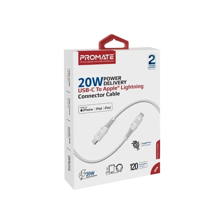 کابل USB-C به لایتنینگ شارژ سریع پرومیت مدل POWERLINE-CI120