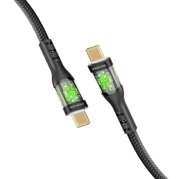 کابل USB-C به USB-C شارژ سریع پرومیت مدل TRANSLINE-CC.BLACK