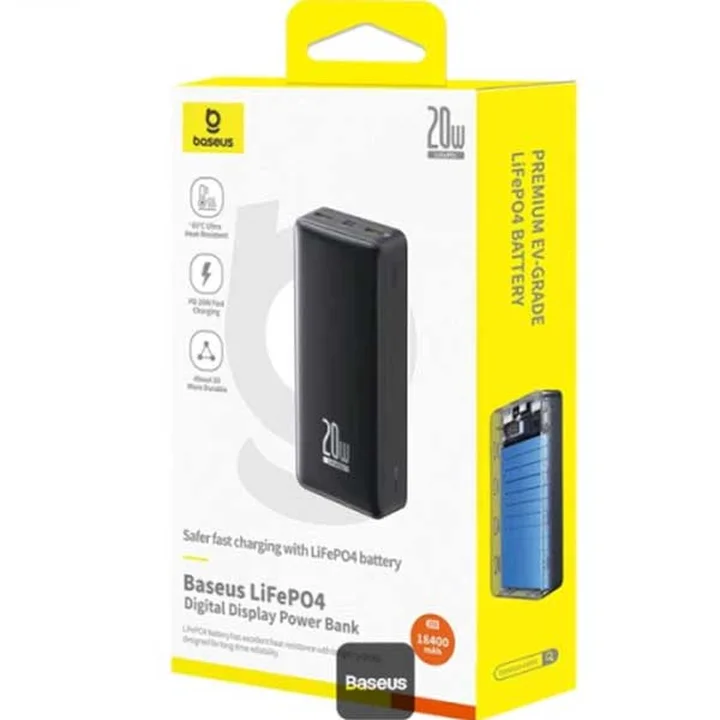 پاوربانک 18400 میلی آمپر باسئوس 20 وات مدل Baseus LiFePO4 Digital Display Power Bank 18400mAh 20W