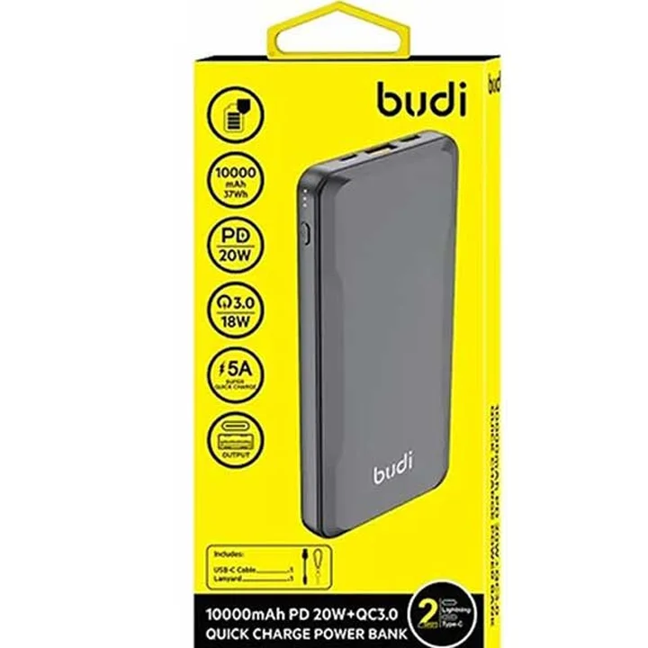 پاوربانک بودی 10000 میلی آمپر 20 وات مدل Budi PB802QB