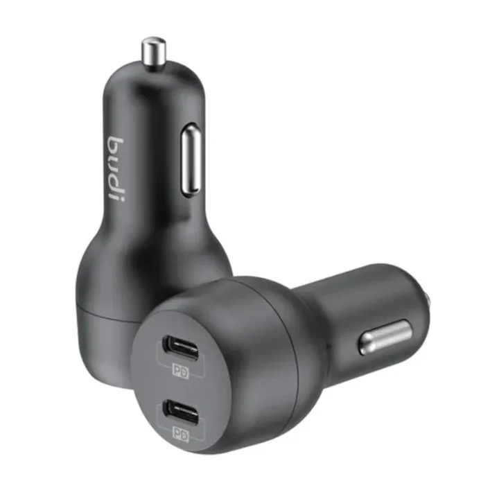 شارژر فندکی 40 وات بودی مدل Budi CC108RB با دو خروجی USB-C