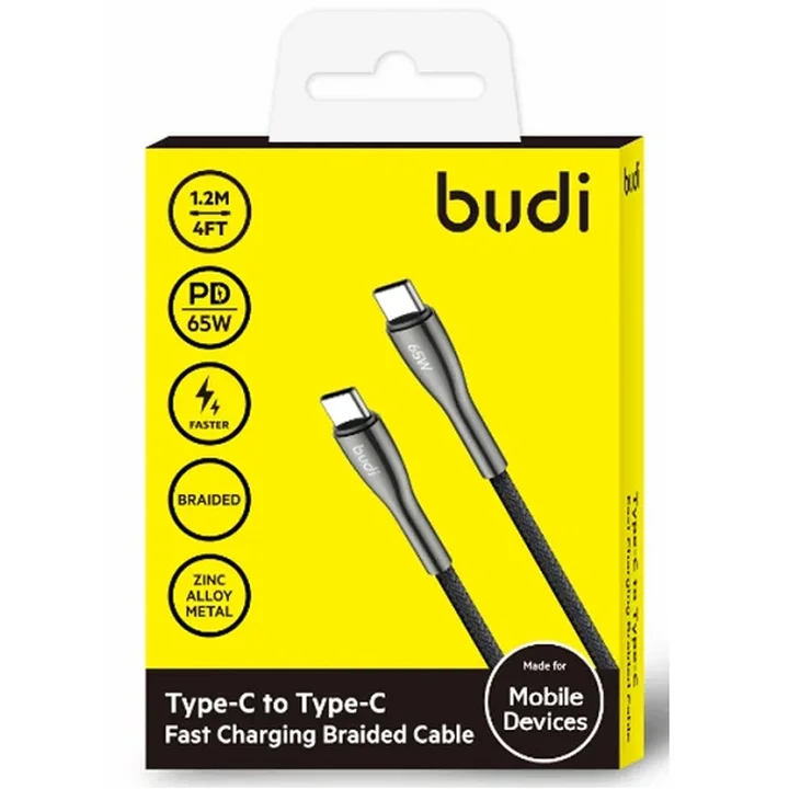 کابل شارژ کنفی ‌USB-C به ‌USB-C بودی مدل Budi DC129TT12B