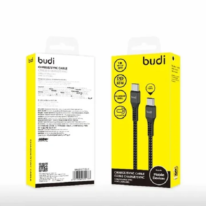 کابل شارژ کنفی ‌USB-C به ‌USB-C بودی مدل Budi DC210TT10B